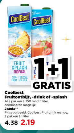  1 2 16 30 100 750 coolbest it cool you best with twist dairy fruit splash tropical ml fruitontbijt pakken liter combineren stuks fruitdrink mango 