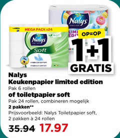  nalys keukenpapier toiletpapier 1 2 6 24 mega pack soft hygiene comfort limited edition pak rollen combineren pakken 