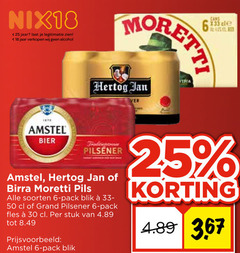  amstel hertog jan birra moretti blikjes bier 6 18 25 30 50 nix18 jaar legitimatie alcohol pilsener pils soorten pack blik grand fles stuk 