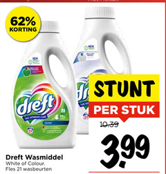  dreft wasmiddel new ultimate care white colour fles wasbeurten stuk 3.99 