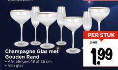  champagneglazen 18 25 champagne glas gouden rand cm stuk 3.99 