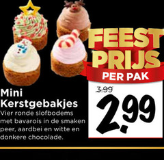  mini kerstgebakjes vier ronde bavarois smaken peer aardbei witte donkere chocolade feest pak 3.99 