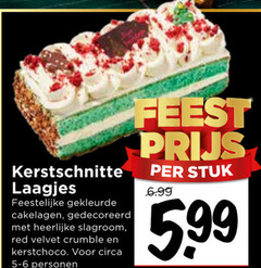  slagroomschnitte laagjes feestelijke gekleurde gedecoreerd slagroom red velvet crumble circa personen feest stuk 5.99 