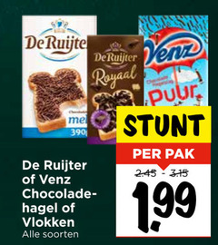  de ruijter hagelslag boterhamvlokken venz chocolade hagel vlokken soorten royaal puur pak 