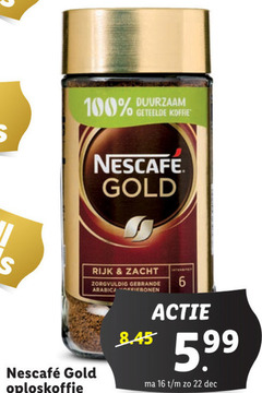  nescafe oploskoffie 6 16 22 100 duurzaam geteelde koffer gold rijk zacht zorgvuldig gebrande arabica 5.99 