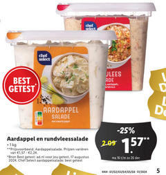  5 16 17 26 chef select best getest aardappel salade zwarte peper rundvleessalade aardappelsalade varieeren 1 2 24 vlees aardappels ui l g1 g3 