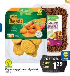  vegetarisch 16 26 32 200 vemondo nuggets basis soja tarwe eiwit score ijzer vitamine vegetaria rulgehakt 