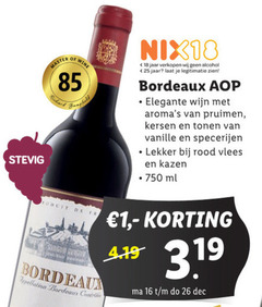  rode wijn 1 16 18 25 26 750 wine richard nix18 jaar alcohol legitimatie bordeaux elegante pruimen kersen tonen vanille specerijen rood vlees kazen ml stevig appellation 