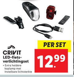  crivit led fiets verlichtingset heldere koplamp instelbare lichtsterkte 12 99 