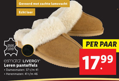  46 genuine leather gevoerd zachte lamsvacht leer esmara livergy leren pantoffels damesmaten herenmaten paar 