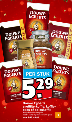  douwe egberts oploskoffie koffiepads koffie 17 200 500 meester koffiebranders pads joure pak quality seal d.e aroma rood evenwichtig rond snelfiltermaling roma stuk donker rijk snelfilterkoffie pakken stuks potten 