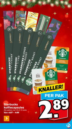  starbucks koffiecups 3 6 7 8 10 12 nespresso verona blonde roast caramel macchiato by dolce gusto classic arabica coffee servings portions koffiecapsules pakken stuks flavour karamelsmaak serving suggestion serveersuggestie knaller pak 