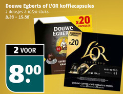  douwe egberts l or koffiecups 2 20 koffiecapsules doosjes 10 stuks 8 capsules aluminium r espresso ristretto ground coffee cafe 