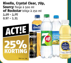  25 250 500 rivella crystal clear sourcy flesje ml rockstar blikje original up citroen bouncy vitamin water liter v.a. 