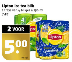  lipton ice tea 2 4 250 500 blik trays blikjes ml liter sugar original sparkling 