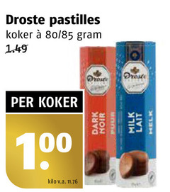  droste chocolade 100 pastilles koker 80 kilo v.a. dark noir bond milk lait 