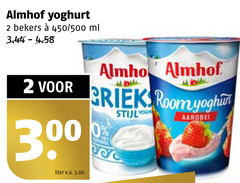  2 almhof yoghurt bekers 450 500 ml room 3 liter v.a. aardbei 