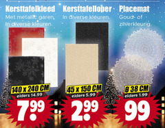  45 99 140 150 240 kersttafelkleed placemat metallic garen kleuren goud zilverkleurig cm elders 5.99 