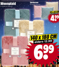  45 140 180 woonplaid kleuren sierkussen cm elders woonkleed 