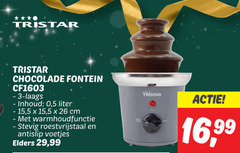  3 26 tristar chocolade fontein inhoud 5 liter 15 cm warmhoudfunctie stevig roestvrijstaal antislip voetjes elders 99 16 