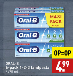  6 oral b avec du fluor actif maxi pack 6x ml les cares anti caries fraicheur scales tandpasta 1-2-3 