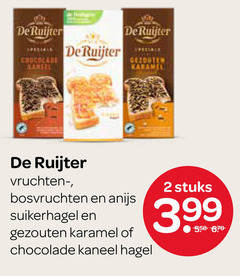  de ruijter hagelslag 2 gezouten karamel vruchten bosvruchten anijs suikerhagel chocolade kaneel hagel stuks 3.99 