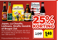  brugse zot jopen liefmans la chouffe straffe hendrik speciaalbieren 3 4 25 250 pen 4x 20ml blonde ml soorten flessen fles 25-33 stuk blond 