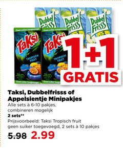  dubbelfrisss taksi appelsientje fruitdrank 2 10 dubbel suiker frisss 1.1 tropisch fruit minipakjes combineren 