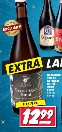  speciaalbieren la trappen trappist quadrupel dochter korenaar barrel aged shout stout limited kentucky whiskey fles 