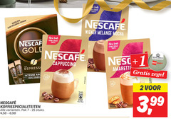  nescafe oploskoffie 1 2 7 8 25 100 taste dezelfde vertrouwde gold new same cappuccino wiener melange mocha espresso intense arabic koffiespecialiteiten pak stuks 4 6 r 100ml serveersuggestie saveur royal boch since belgium zegel 3 99 