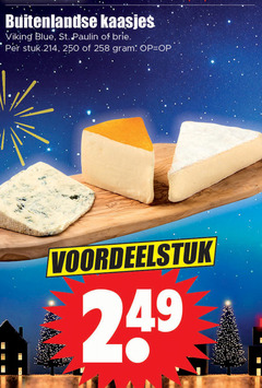  250 buitenlandse kaasjes viking blue st. paulin brie voordeelstuk 