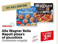  wagner diepvriespizza 2 9 64 piccolinis original ella napoli diavola salami vriesvers bella combineren stuks 3.99 