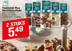  plus huismerk chocolade 2 80 fairtrade cocoa feestelijk kerstchocolade combineren stuks champagne kerst bomen mannen sneeuw poppen kurken pretzels 