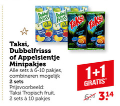  dubbelfrisss appelsientje taksi fruitdrank 1 2 10 dubbel frisss appel perzik kca suiker tropisch fruit minipakjes combineren 