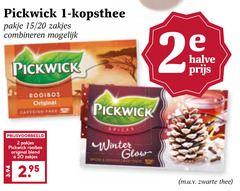  pickwick thee 1 2 20 kopsthee pakje 15 zakjes combineren halve rooibos original caffeine blend spices winter glow zwarte 