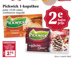  pickwick thee 1 2 20 kopsthee pakje 15 zakjes combineren halve rooibos original caffeine blend spices winter glow zwarte 