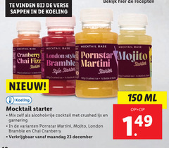  23 150 vinden verse sappen koeling bekijk recepten mocktail base cranberry london style mojito chai martini starter 100g crushed ice bottle shake mix alcoholvrije cocktail ijs garnering maandag december ml 