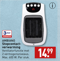  2 3 25 600 jaar stopcontactbescherming verwarming ventilatorfunctie vermogensniveaus stuk 