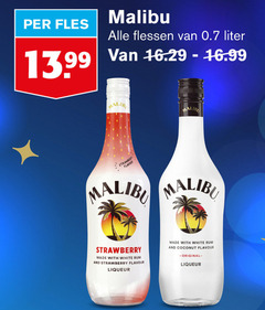  malibu fles flessen liter flavour strawberry with white rum and liqueur coconut 