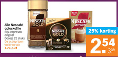  nescafe oploskoffie 6 25 100 espresso original doosje stuks varieeren gold rijk zacht gerande dezelfde vertrouwde new same taste intense aroma arabica cappuccino 