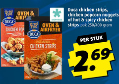  street oven food duca chicken pop diepvries airfryer hot spicy strips popcorn nuggets pak 250 400 stuk 