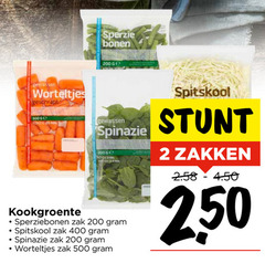  worteltjes sperziebonen spinazie 2 20 200 250 400 500 sperzie bonen ge geschrapt koken min kookgroente gewassen zak spitskool zakken 