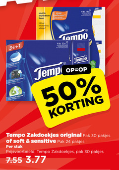  zakdoeken 1 3 24 30 50 biologisch tempo co zakdoekjes original pak soft sensitive stuk 