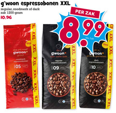  gwoon koffiebonen 10 99 espressobonen xxl regular roodmerk dark zak kilo volle bak xl genieten xx 