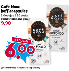  cafe nova koffiecups 2 13 20 69 mcafee koffiecapsules doosjes stuks combineren nespresso apparaten lungo profondo aluminium capsules 