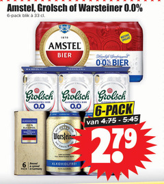  warsteiner grolsch amstel alcoholvrij bier 6 33 1870 0.0 pack blik bieren meesterschap nieuwe seit alkoholfrei alcohol full taste 27 5 brewed germany das einzig 