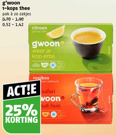 1 20 25 - kops thee pak e  zakjes 0.70-1.90 0.52 1.42 citroen gwoon weer je kop erbij rooibos ture cafeinevn act   e   korting safari woon uit huis 