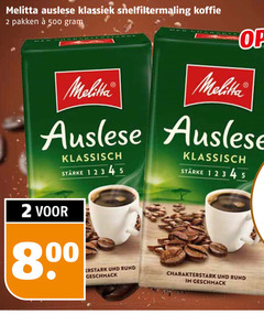  melitta koffie 1 2 3 4 5 500 auslese klassiek snelfiltermaling pakken 8 rund 