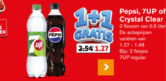  7-up crystal clear pepsi cola frisdrank 1 2 refreshing lemon lime taste up zero sugar flessen liter varieeren regular 