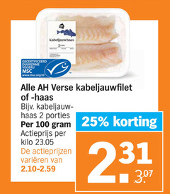  2 25 100 gecertificeerd duurzame visserij www.msc.org nl verse kabeljauwfilet kabeljauw haas porties actieprijs kilo varieeren 